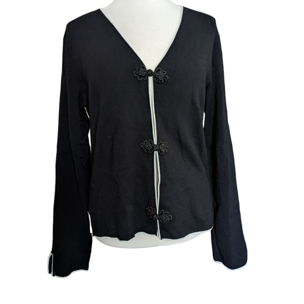 City Silk Silk Blend Cardigan Sweater With Knot Button Design Size L